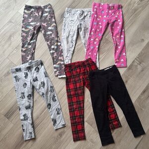 Toddler Girl Fun Leggings Set Bundle, Unicorn, Dogs, Cats, Plaid Size 4 5 XS